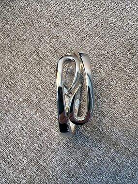 Silver Swirl Women’s Cuff Bracelet - Polished Metal Design